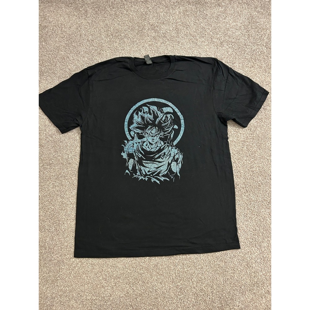 Dragon Ball Z Goku Graphic T-Shirt Mens Large Black Blue Glitter Excellent DBZ
